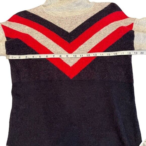 MINKPINK Stripe Me Up Sweater Dress Mini Puff Sleeve Navy Gray Pink Oversized XS - Picture 7 of 10